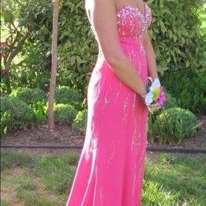 Pink Beaded Prom Dress